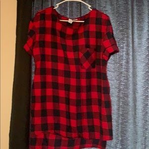 Red plaid maternity top